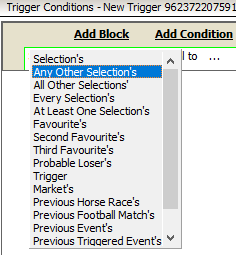 Selections in a trigger condition