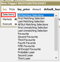 Selections field in a trigger