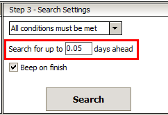 Search for up to 0.05 days ahead