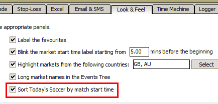 Sort markets by start time