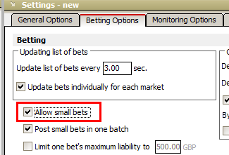 Turn on Allow small bets