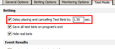 Turn on Delay placing Test Bets