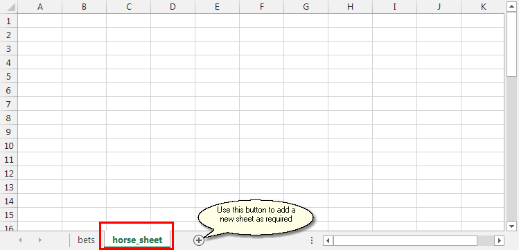 Create a new Excel sheet